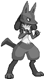 Lucario's stance, greyscale palette